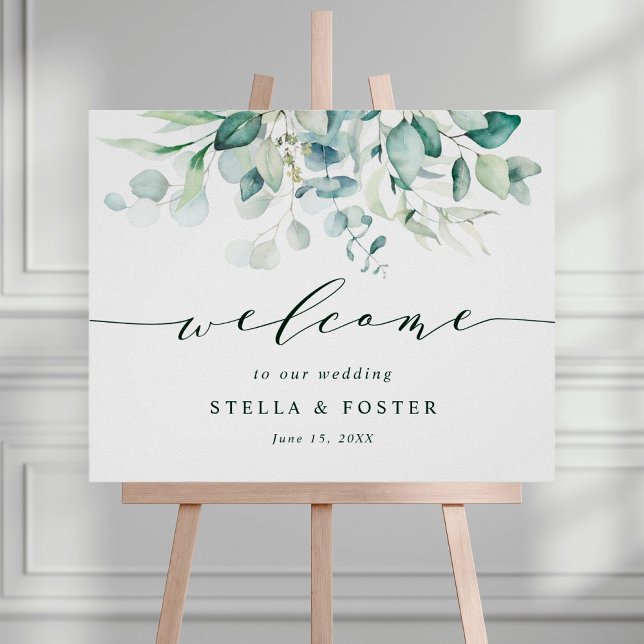 Elegant Green Foliage Wedding Welcome Sign (Creator Uploaded)