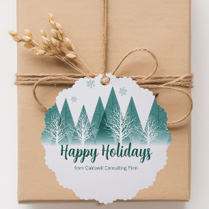 Elegant Green Forest Custom Christmas Company Gift Tree Decoration Card