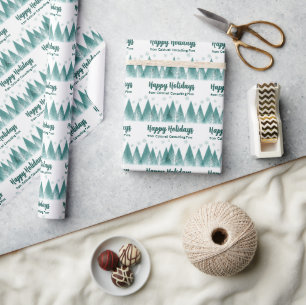 Elegant Green Forest Custom Company Happy Holidays Wrapping Paper