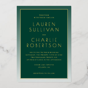 Elegant Green Formal Wedding Invitation