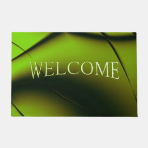 Elegant Green Fractal Design Welcome Mat