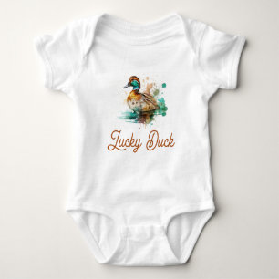Elegant Green Framed Mallard Duck Baby Shower Bodysuit