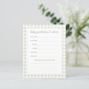 Elegant Green Gingham Baby Shower Guessing Game