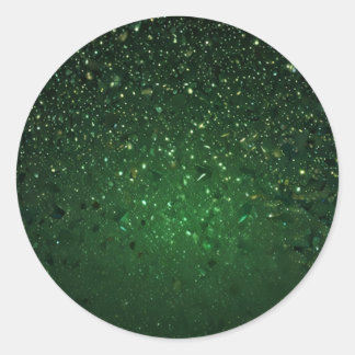 Elegant Green Glitter Add Text Classic Round Sticker