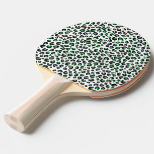 Elegant Green Glitter Black Leopard Animal Print Ping Pong Paddle