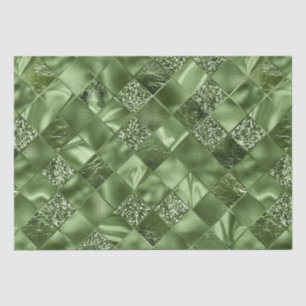 Elegant Green Glitter Diamond Lattice Pattern Tissue Paper