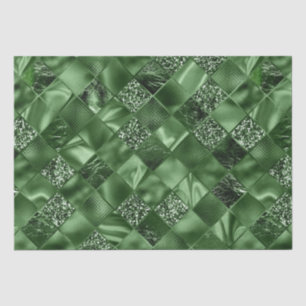 Elegant Green Glitter Diamond Lattice Pattern Tissue Paper