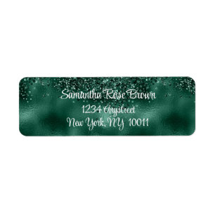 Elegant Green Glitter & Foil Return Address Label