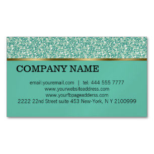 Elegant Green Glitter Pattern Magnetic Business Card