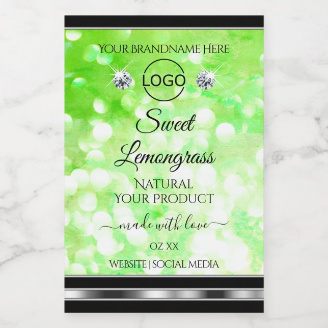 Elegant Green Glitter Product Labels Diamonds Logo (Single Label)
