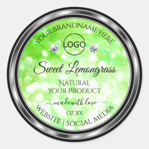 Elegant Green Glitter Product Labels Diamonds Logo