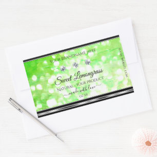 Elegant Green Glitter Product Labels Rhinestones