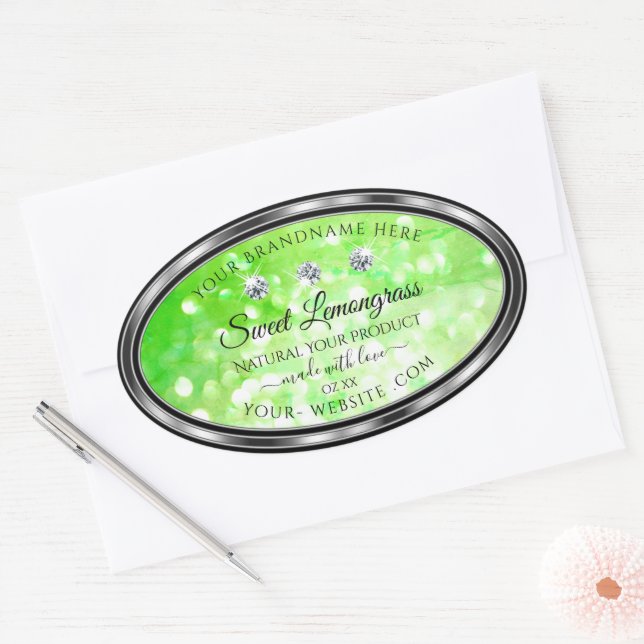 Elegant Green Glitter Product Labels Rhinestones (Envelope)