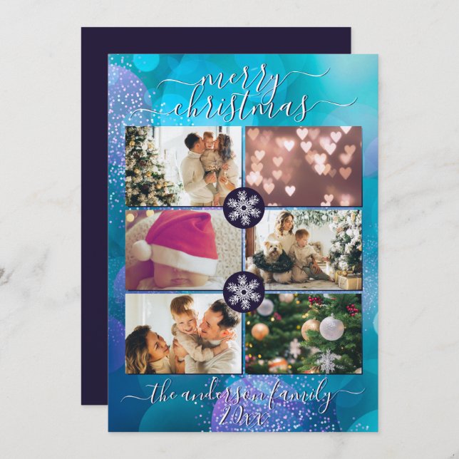 Elegant Green Gold Bokeh Art Merry Christmas Holiday Card (Front/Back)