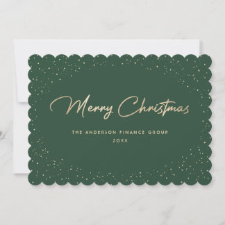 Elegant Green Gold Business Christmas Card