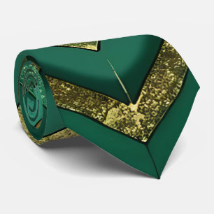 Elegant Green Gold Chevron Pattern Tie