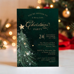 Elegant Green Gold Christmas Party  Invitation