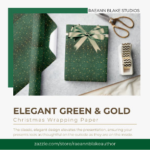 Elegant Green & Gold Christmas Wrapping Paper