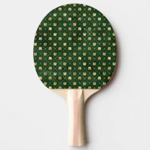 Elegant Green Gold Clover  Ping Pong Paddle