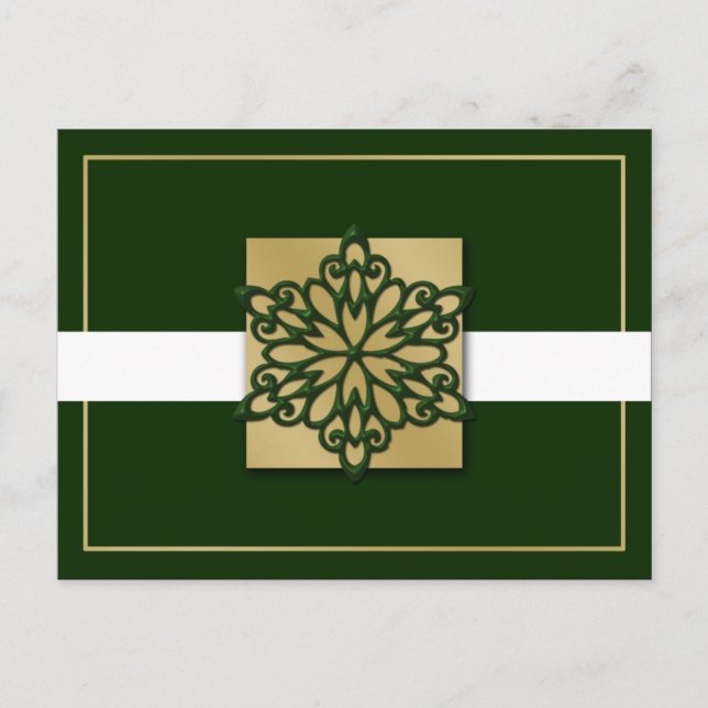 elegant green gold  Corporate Holiday Greeting s Postcard (Front)