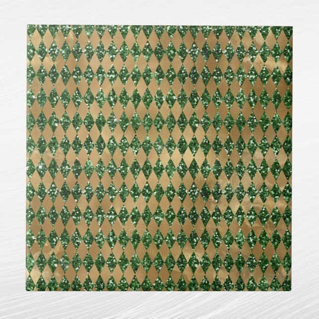 Elegant Green Gold Diamond Pattern Tile (Creator Uploaded)