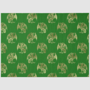 Elegant Green Gold Dragon Tissue Paper