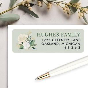 Elegant Green Gold Floral Greenery Address