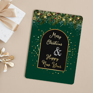 Elegant Green Gold Foil Christmas New Year 