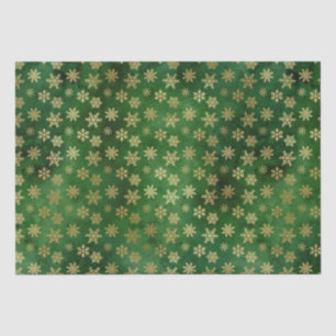 Elegant green gold foil cute snowflakes Christmas Tissue Paper