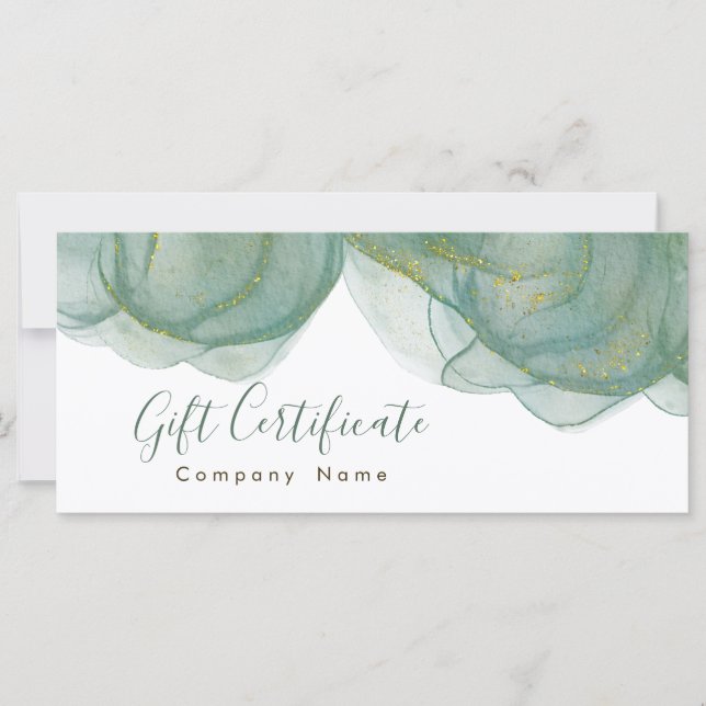 Elegant Green Gold Glitter Watercolor  (Front)