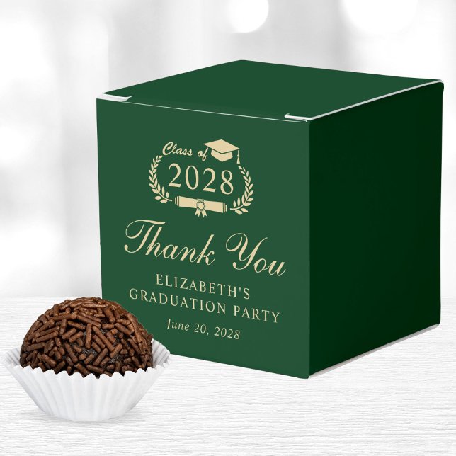 Elegant Green Gold Graduation Party Thank You Favour Box (Creator Uploaded)