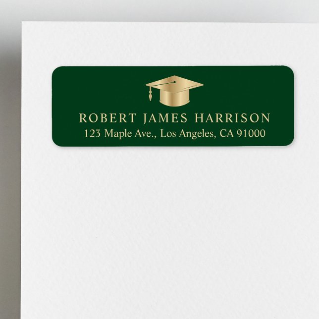 Elegant Green Gold Graduation Return Address (Creator Uploaded)