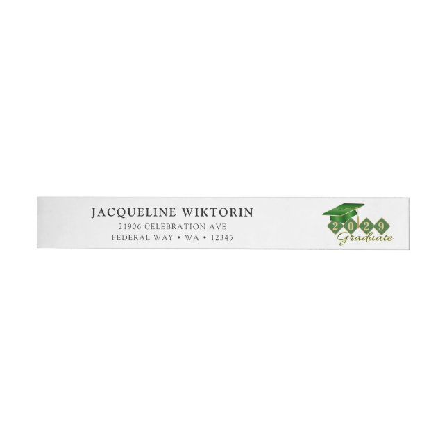 Elegant Green Gold Graduation Return Address Wrap Around Label (Individual)