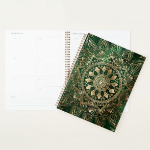 Elegant Green Gold Mandala Planner