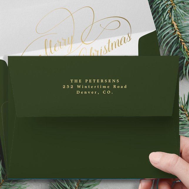Elegant green gold Merry Christmas Envelope (Creator Uploaded)