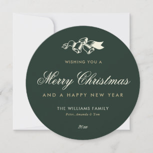 Elegant Green Gold Merry Christmas Holiday Card