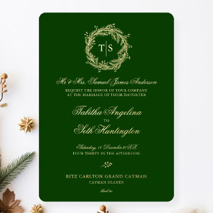 Elegant Green Gold Monogram Wedding