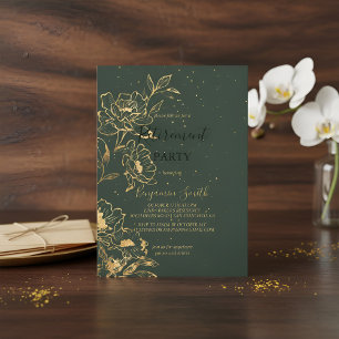 Elegant Green Gold Retirement Party Invitation Flo