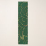 Elegant Green Gold Roses Floral Line Drawing Scarf<br><div class="desc">Modern minimalist spring Garden floral, gold line strokes botanical, wild roses, spring garden flowers and leaves, simple nature pattern, faux shining metallic gold foil line art, over a forest green and emerald-green gradient background. Trendy floral illustration yellow gold and green hand drawn Flowers Design. A minimal, luxurious, glam design, contemporary...</div>