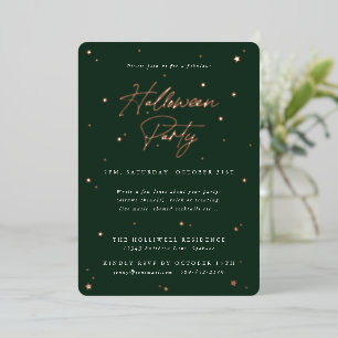 Elegant Green+Gold Scattered Stars Halloween Party