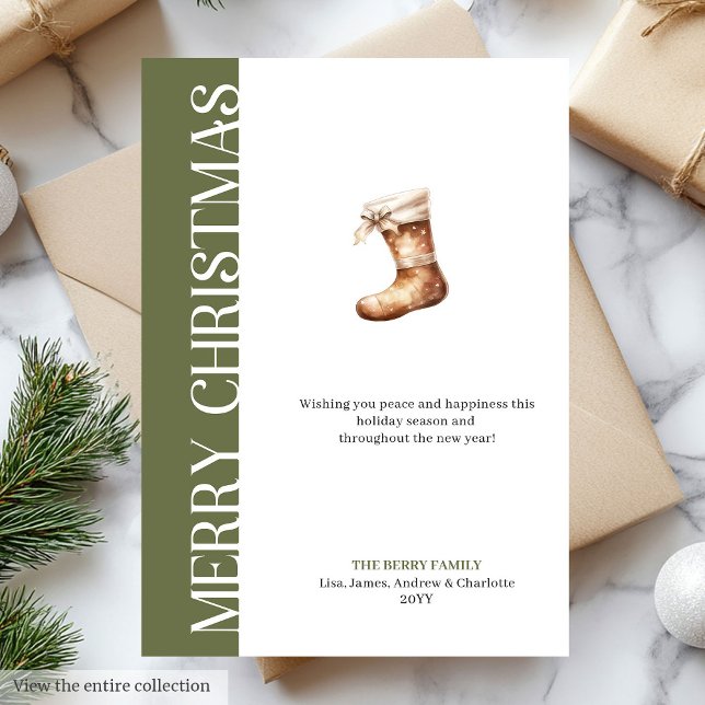 Elegant Green Gold Script Christmas Greeting Holiday Card (Elegant Green Gold Script Christmas Greeting)