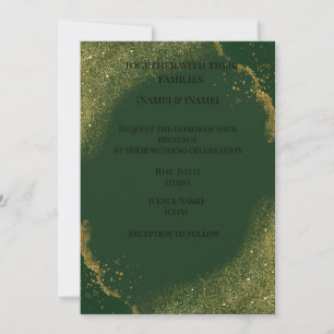 Elegant Green Gold Spark Wedding Invitation