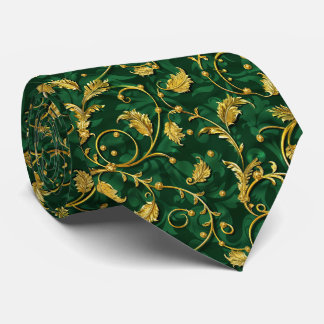 Elegant green gold tiled pattern tie