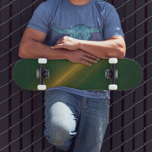 Elegant Green & Gold Unisex Skateboard (Outdoor 3)