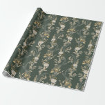 Elegant Green Gold Vintage Gift Wrapping Paper<br><div class="desc">This elegant wrapping paper features gold ivory vintage florals. Perfect for the holiday season,  birthdays or any event!</div>
