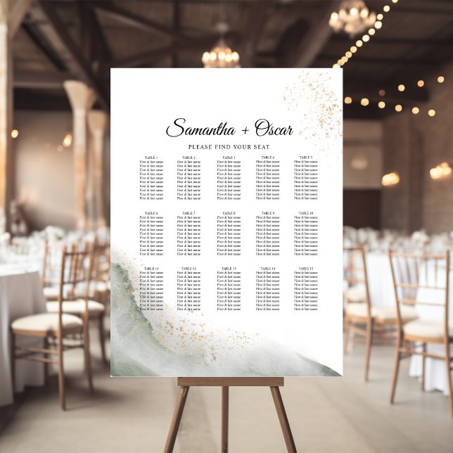 "Elegant Green & Gold Watercolor Wedding Poster (Creator Uploaded)