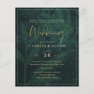 Elegant Green Gold Wedding Invite QR Code RSVP   Flyer