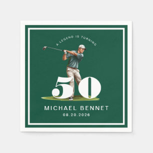 Elegant Green Golf 50th Birthday Napkin