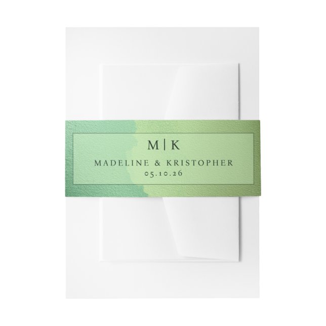 Elegant Green Gradient Minimalist Invitation Belly Band (Front Example)