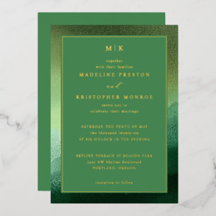 Elegant Green Gradient Wedding Invitation
